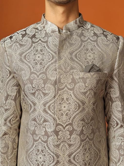 Mens Kurta Sherwani Churidar Set - Image 3