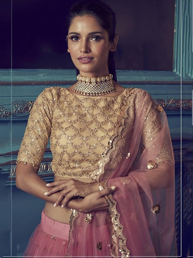 Women's Net Semi Stitched Lehenga Choli with Dupatta - Image 2