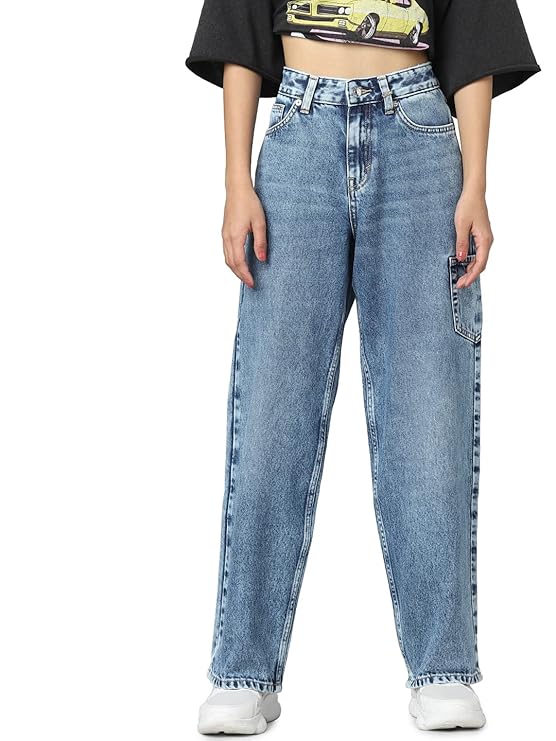 Women Straight Fit High-Rise Clean Look Light Fade Pure Cotton Jeans